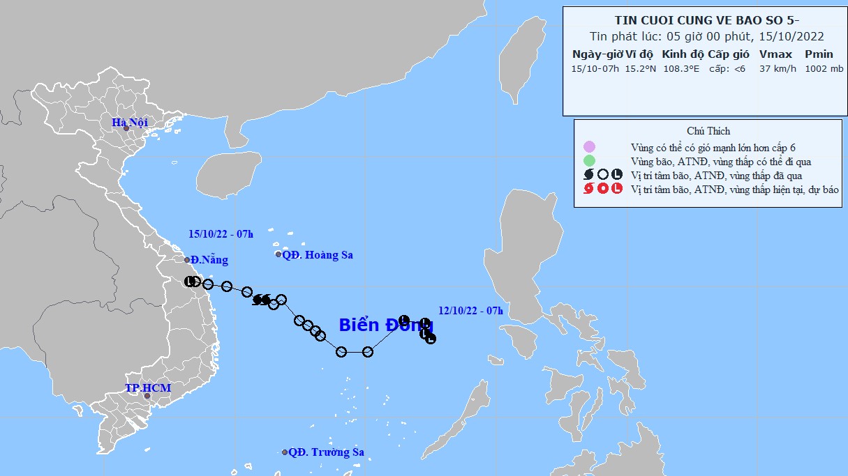 Bão số 5 suy yếu suy yếu thành một vùng áp thấp; mưa lớn ở Trung Bộ diễn biến phức tạp