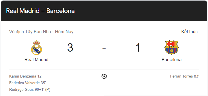 Link xem trực tiếp Real Madrid vs Barcelona (21h15 ngày 16/10) siêu kinh điển vòng 9 La Liga