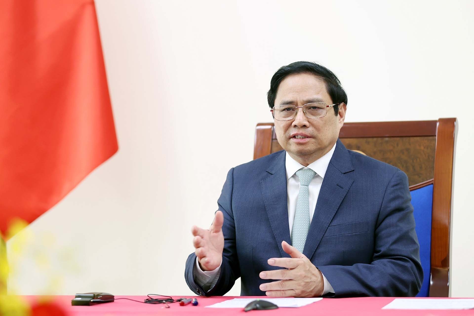 Thủ tướng Phạm Minh Chính điện đàm với Thủ tướng Australia Anthony Albanese. (Nguồn: TTXVN)