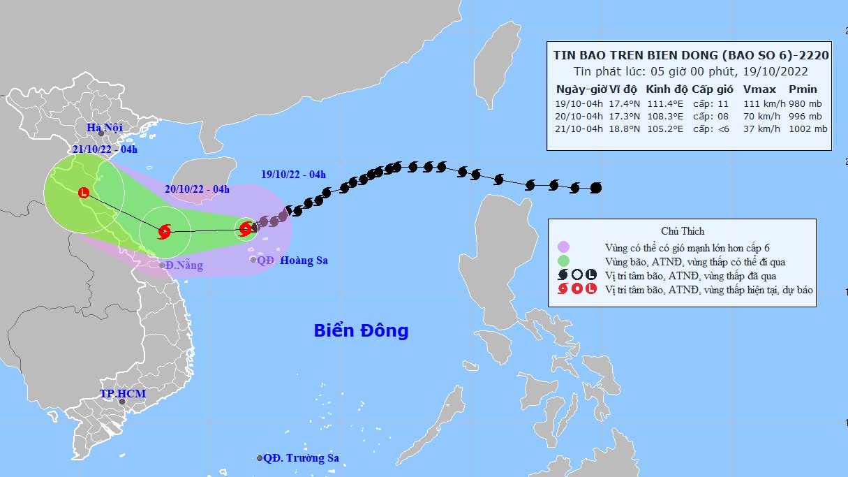 Dự báo thời tiết: Gió vùng gần tâm bão số 6 giật cấp 13; không khí lạnh tăng cường, Bắc Bộ và Thanh Hóa chuyển rét
