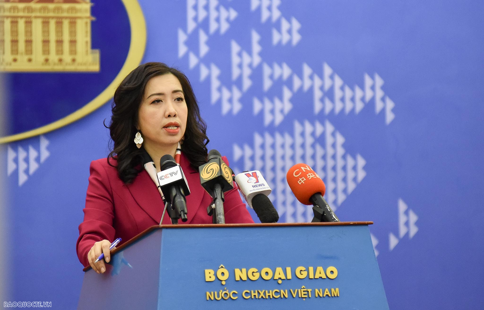 Người phát ngôn Bộ Ngoại giao Lê Thị Thu Hằng. (Ảnh: Nguyễn Hồng)