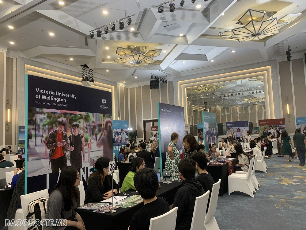 Triển lãm Giáo dục New Zealand 2022 tại Hà Nội đem đến cơ hội trải nghiệm giáo dục tại xứ sở kiwi. (Ảnh: Hạnh Lê)