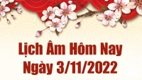 Lịch âm 3/11, xem lịch âm hôm nay Thứ Năm ngày 3/11/2022 là ngày tốt hay xấu? Lịch vạn niên 3/11/2022