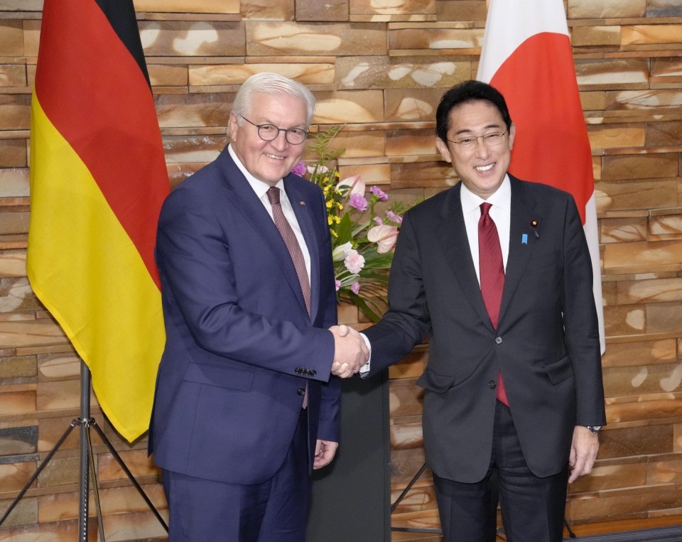 Thủ tướng Nhật Bản Kishida Fumio và Tổng thống Đức Frank-Walter Steinmeier tại thủ đô Tokyo ngày 1/11. (Nguồn: Kyodo)