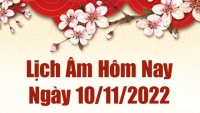 Lịch âm 10/11, xem lịch âm hôm nay Thứ Năm ngày 10/11/2022 là ngày tốt hay xấu? Lịch vạn niên 10/11/2022