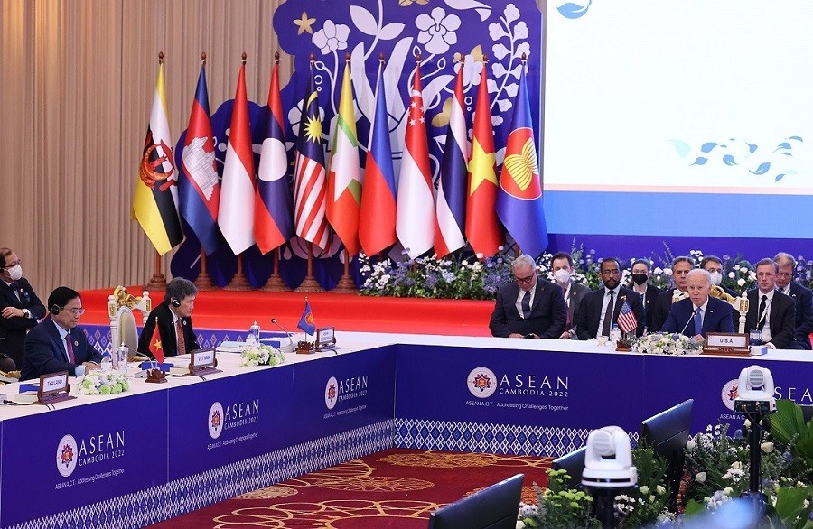 Hội nghị cấp cao ASEAN-Mỹ ngày 12/11 tại Phnom Penh, Campuchia. (Nguồn: TTXVN)