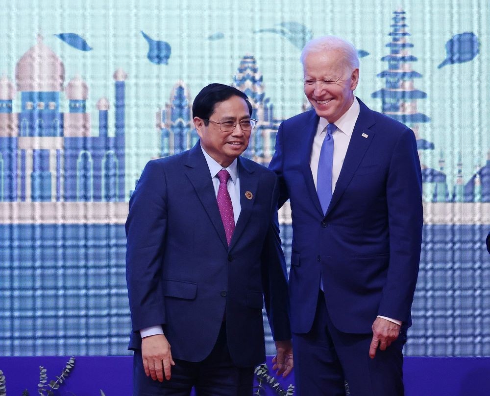 Thủ tướng Phạm Minh Chính và Tổng thống Hoa Kỳ Joe Biden tại Hội nghị cấp cao Mỹ-ASEAN. ( Nguồn: TTXVN)
