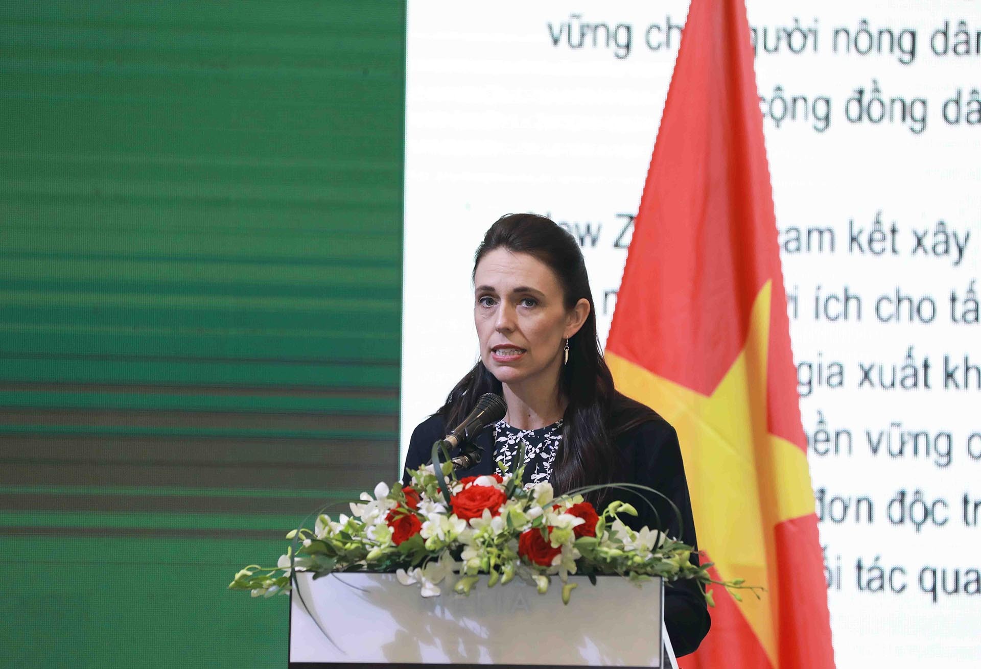 Thủ tướng New Zealand Jacinda Ardern phát biểu. (Nguồn: TTXVN) Thủ tướng New Zealand Jacinda Ardern phát biểu. (Nguồn: TTXVN)