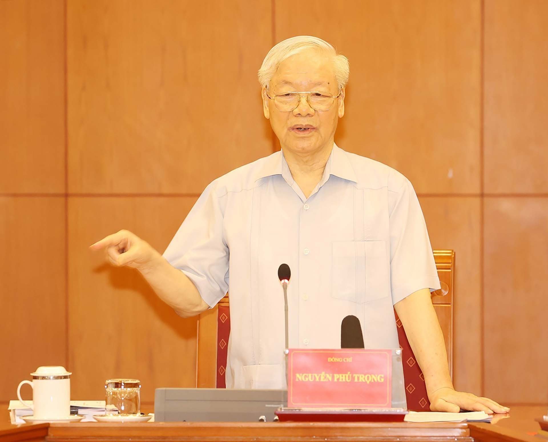 Tổng Bí thư Nguyễn Phú Trọng phát biểu chỉ đạo cuộc họp. (Nguồn: TTXVN)