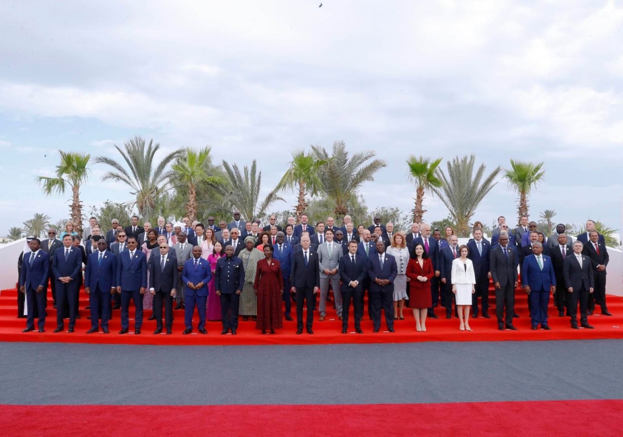 Phó Chủ tịch nước Võ Thị Ánh Xuân với lãnh đạo, đại diện các quốc gia và chính phủ thành viên Tổ chức Quốc tế Pháp ngữ chụp ảnh chung. (Nguồn: TTXVN)