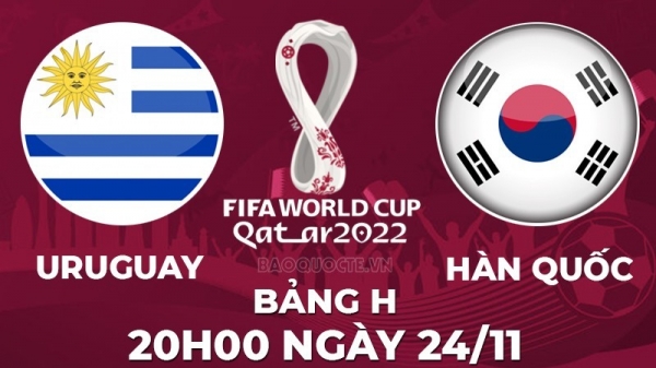 Link xem trực tiếp Uruguay vs Hàn Quốc (20h00 ngày 24/11) bảng H World Cup 2022 - trực tiếp VTV2