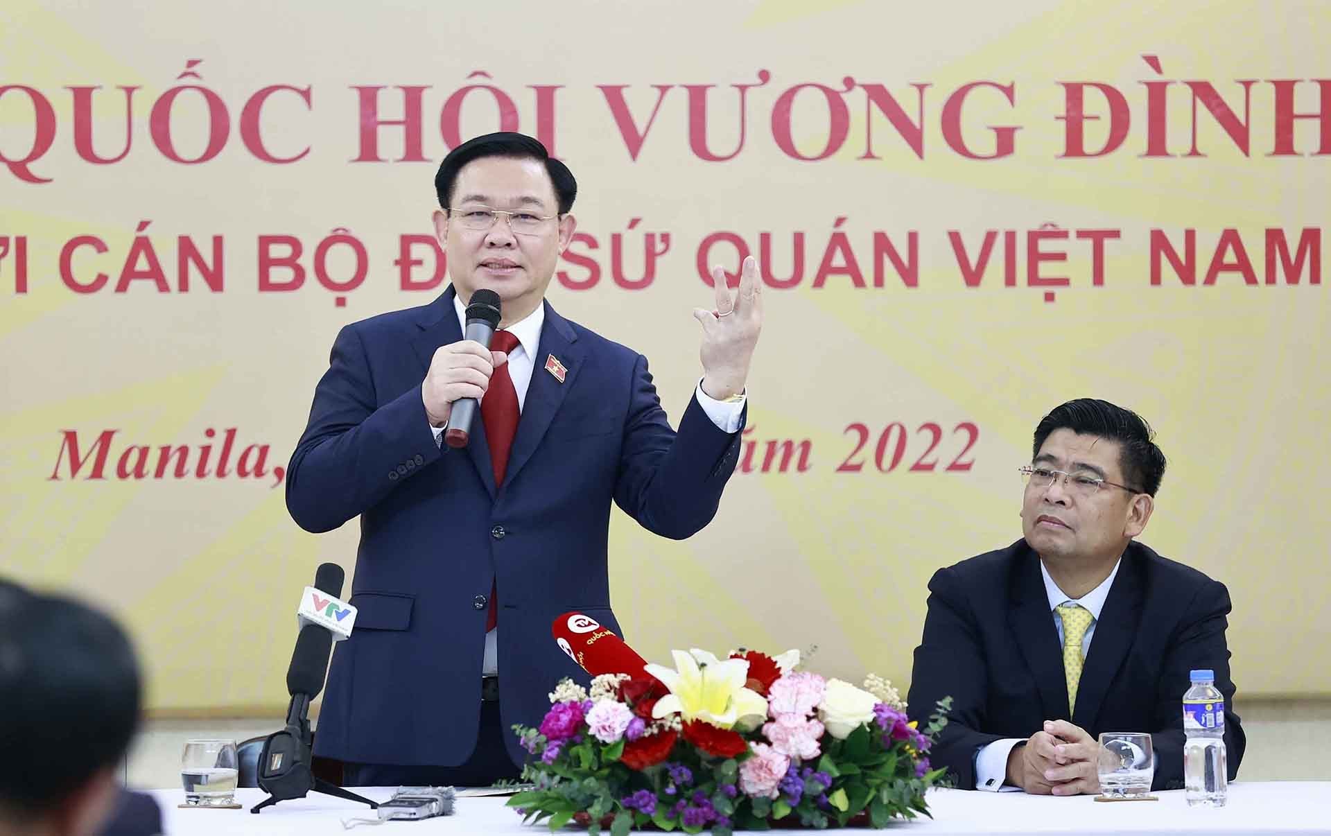 Chủ tịch Quốc hội Vương Đình Huệ phát biểu. (Nguồn: TTXVN)