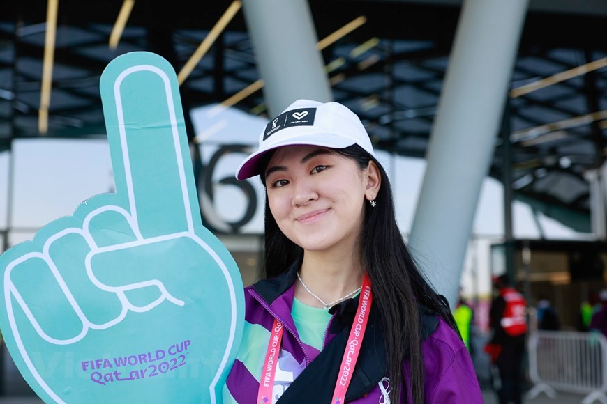 Các nữ cổ động viên đã tạo nên bầu không khí sôi động tại World Cup 2022. (Ảnh: Hải An/Vietnam+)