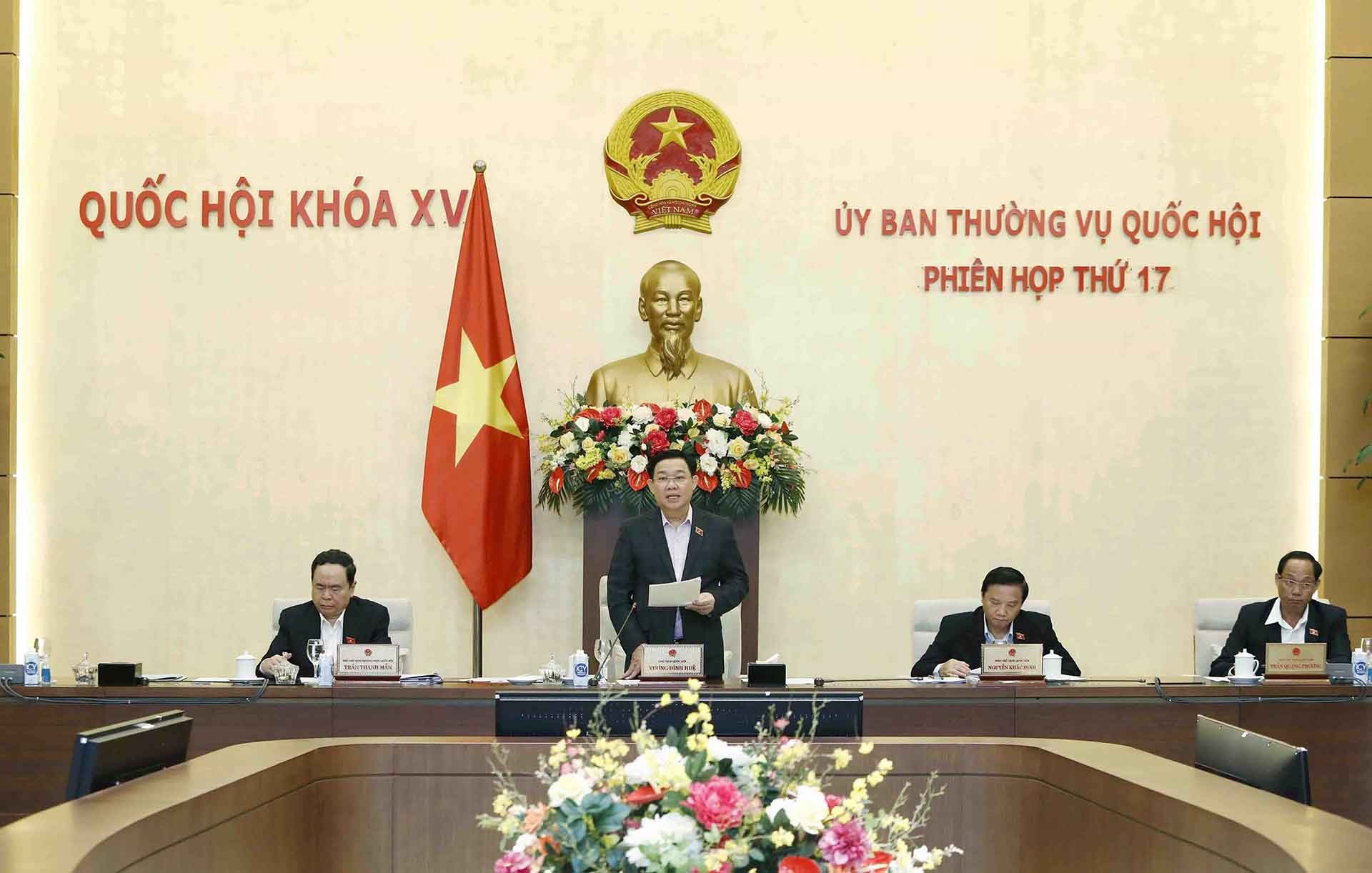 Chủ tịch Quốc hội Vương Đình Huệ phát biểu khai mạc. (Nguồn: TTXVN)