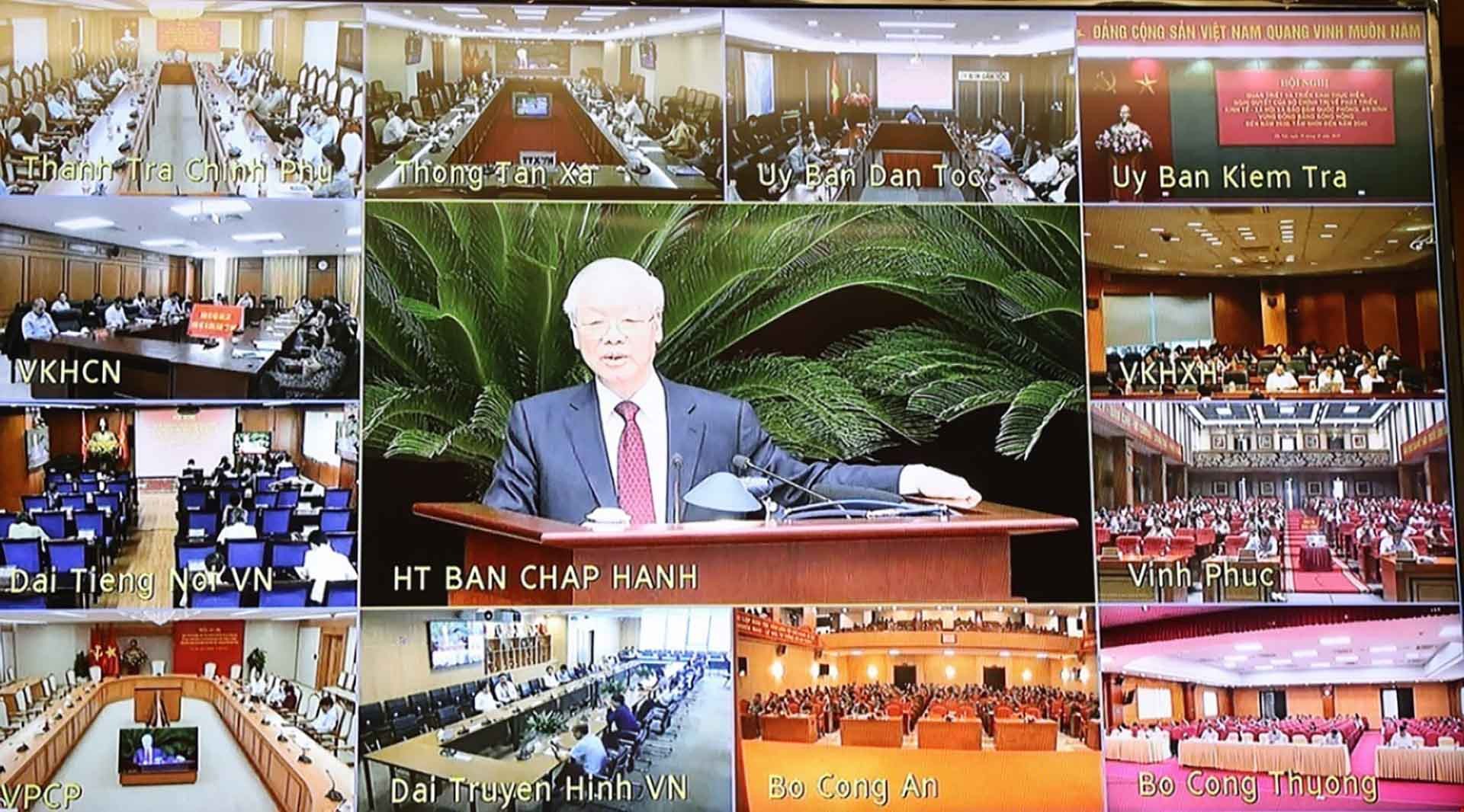 Các điểm cầu trực tuyến toàn quốc về hội nghị. (Nguồn: TTXVN)