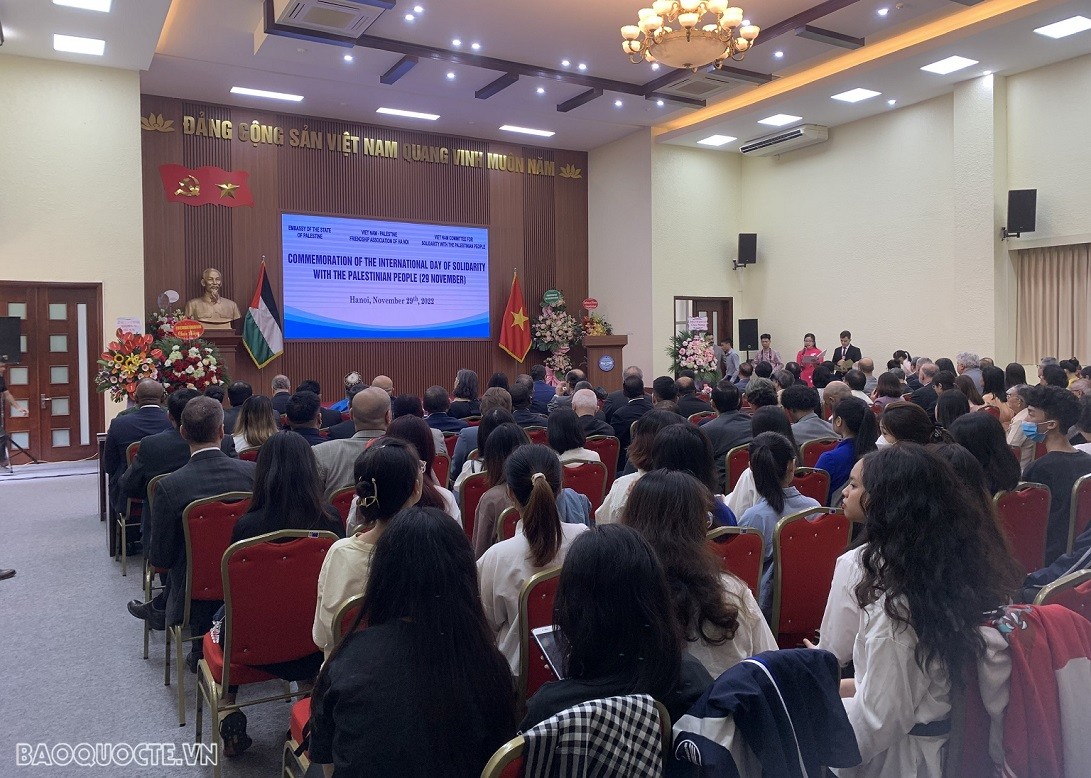 Ngày Quốc tế đoàn kết với nhân dân Palestine: ‘Hòa bình phải tiến lên’. (Ảnh: Hạnh Lê)