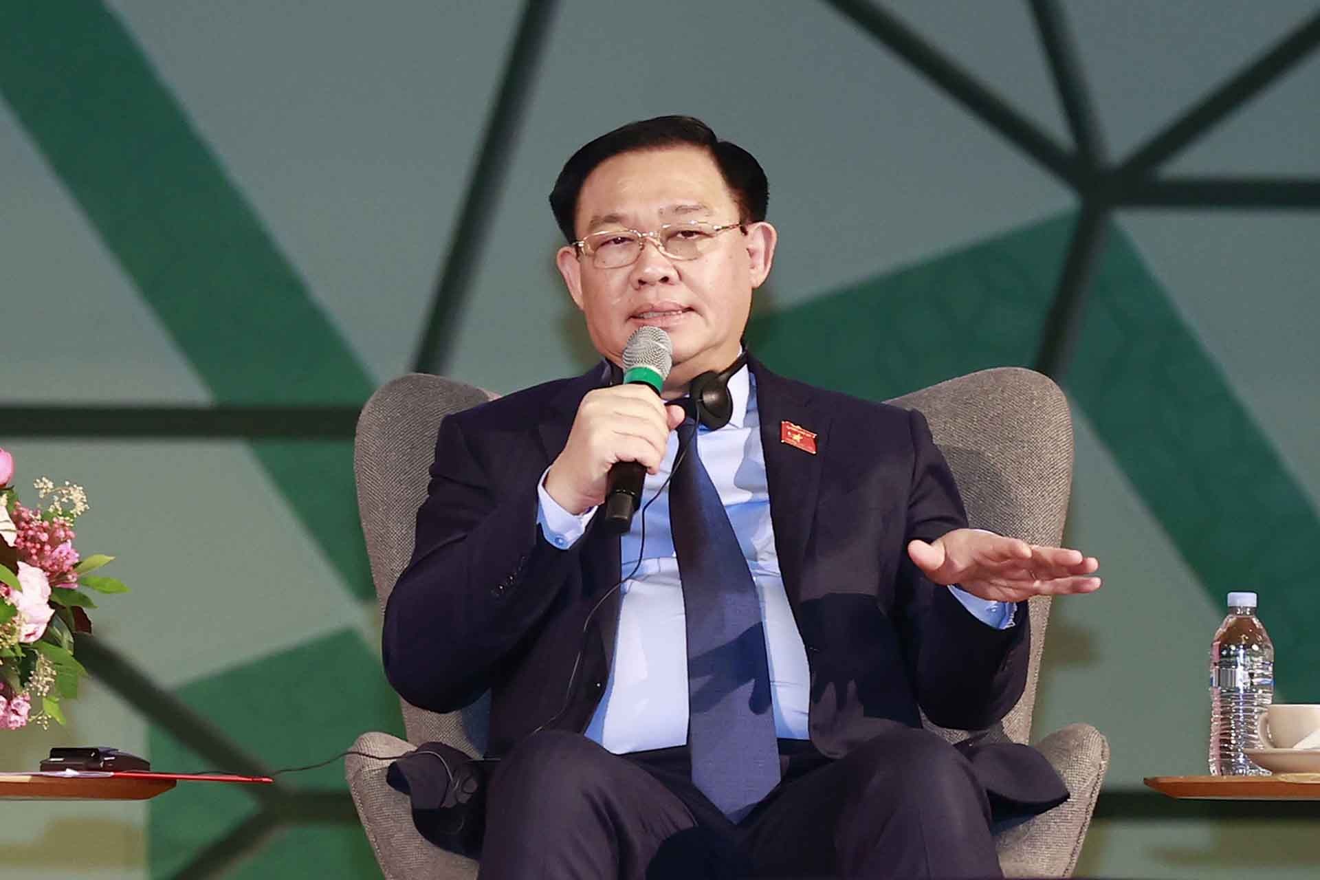 Chủ tịch Quốc hội Vương Đình Huệ phát biểu. (Nguồn: TTXVN)