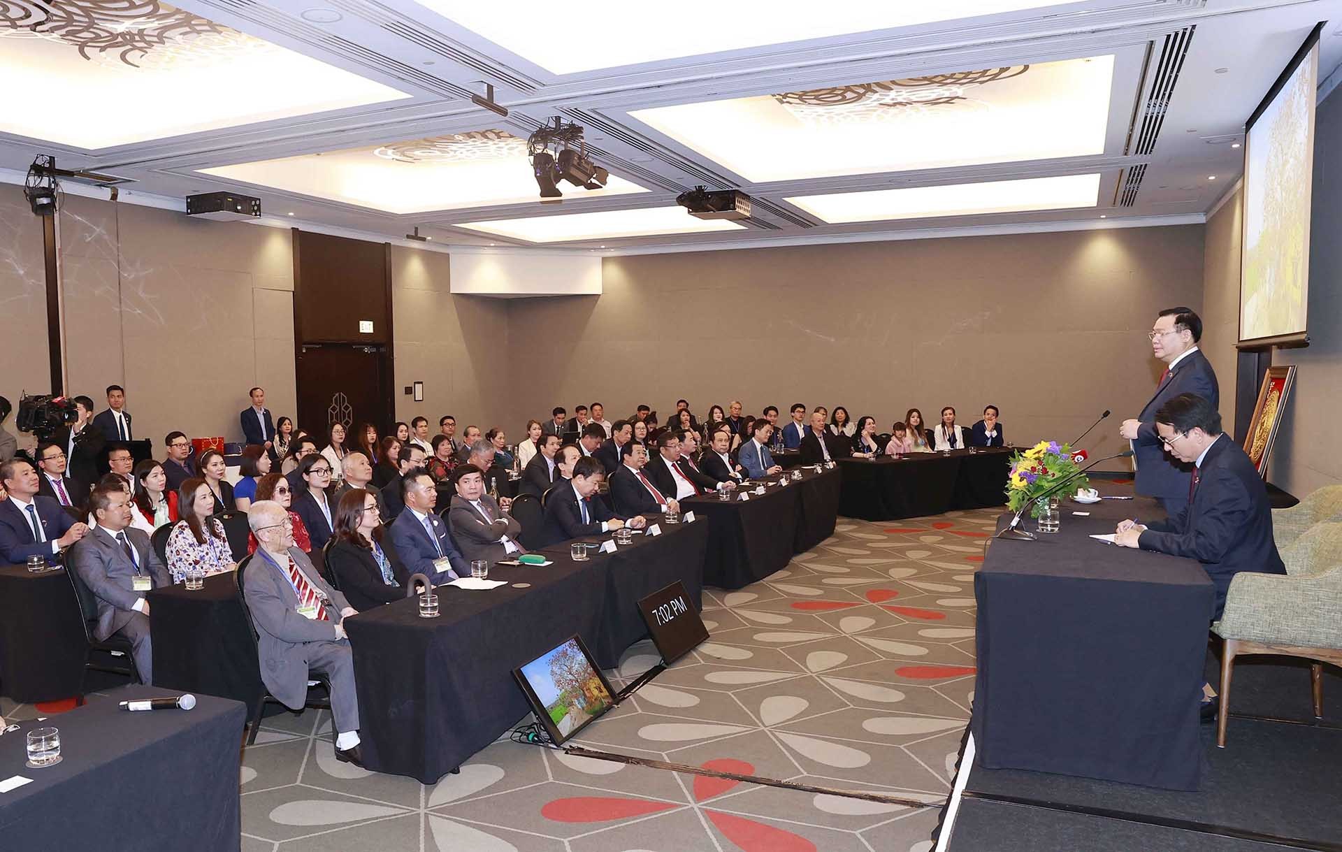 Chủ tịch Quốc hội Vương Đình Huệ phát biểu. (Nguồn: TTXVN)