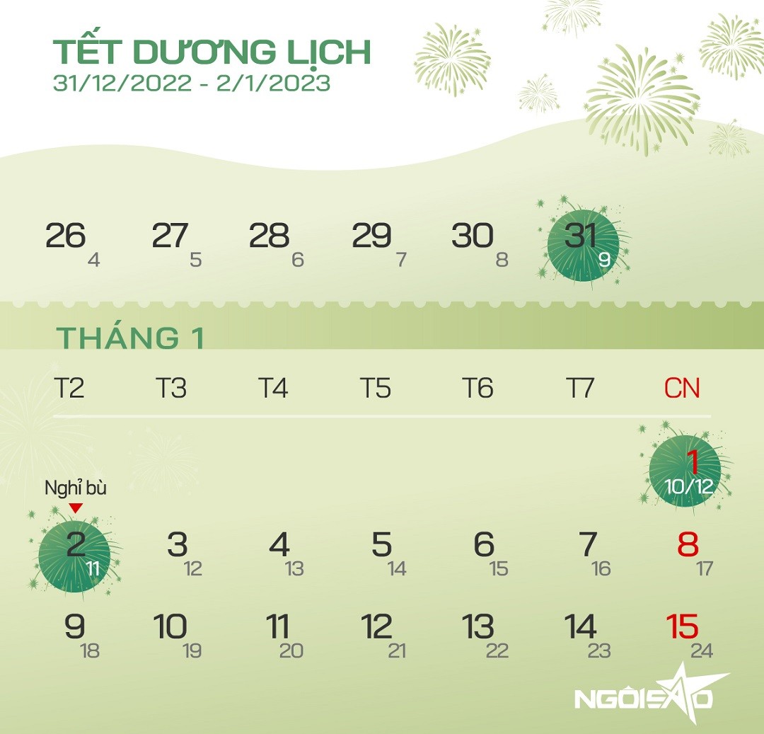Chi tiết lịch nghỉ lễ, Tết năm 2023 Chi tiết lịch nghỉ lễ, Tết năm 2023