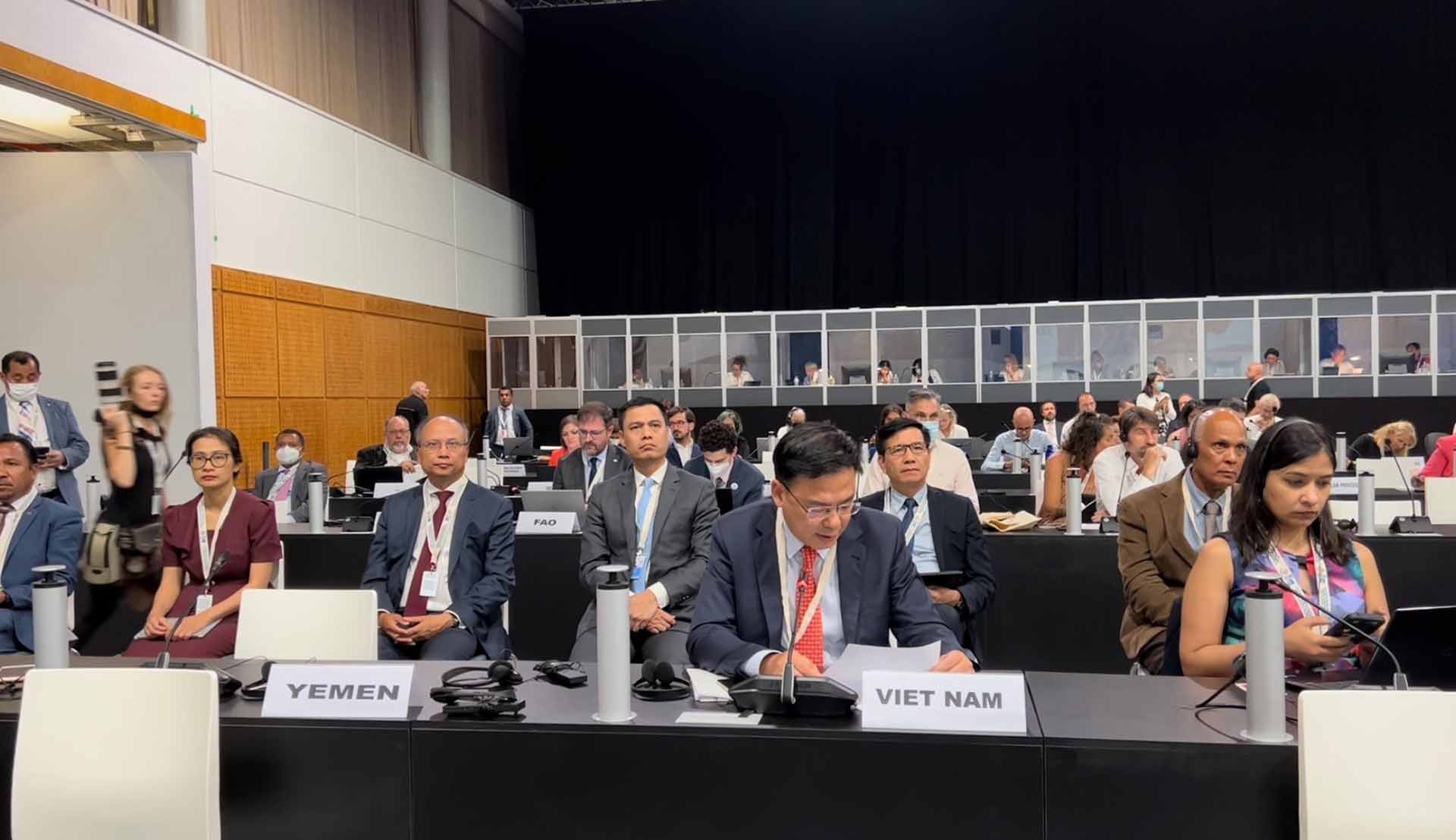 Thứ trưởng Ngoại giao Phạm Quang Hiệu, Trưởng đoàn Việt Nam tham dự Hội nghị cấp cao Liên hợp quốc về Đại dương từ ngày 27/6-1/7, tại thủ đô Lisbon, Bồ Đào Nha. (Nguồn: Phái đoàn Việt Nam tại Liên hợp quốc)