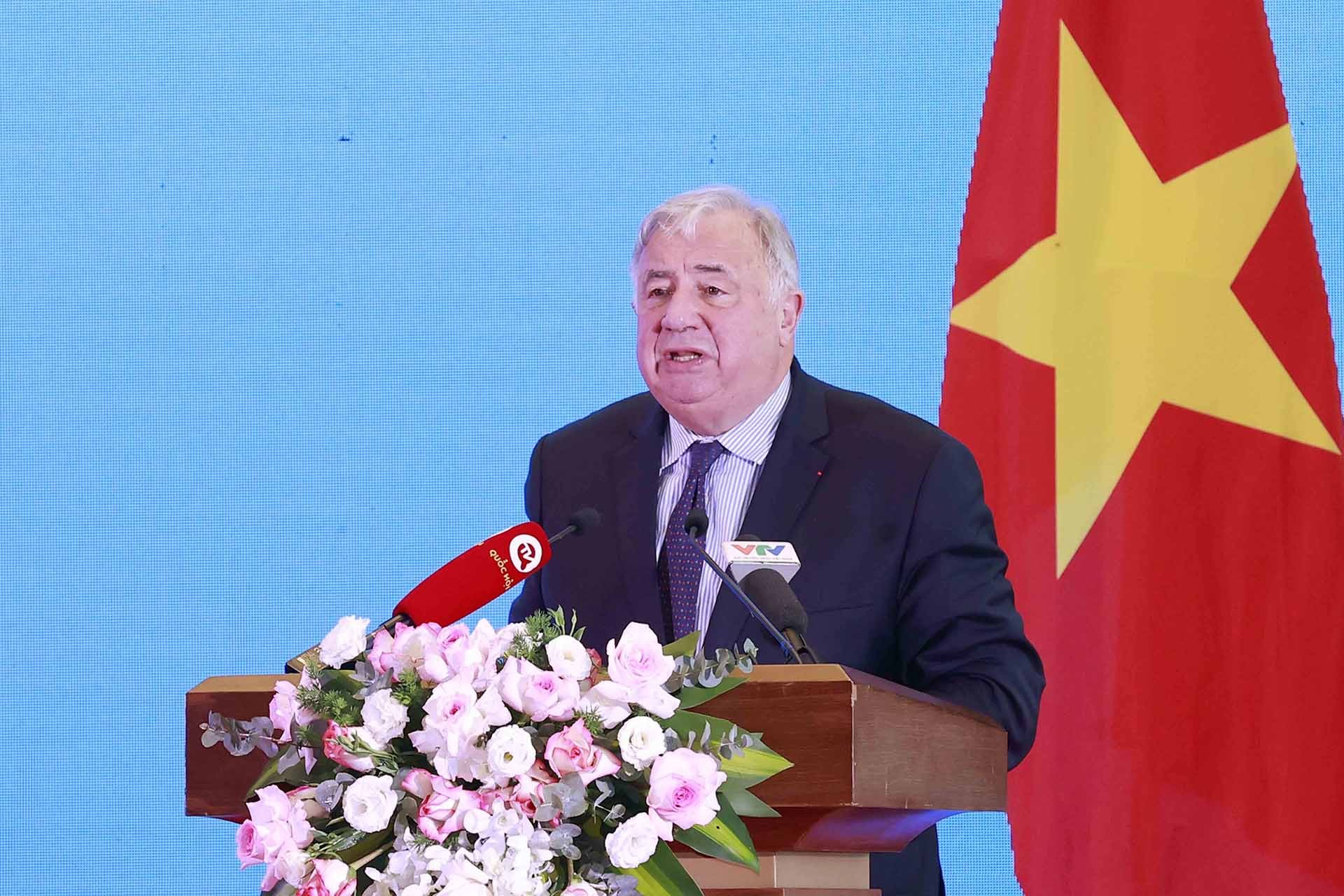 Chủ tịch Thượng viện Cộng hòa Pháp Gérard Larcher phát biểu. (Nguồn: TTXVN)