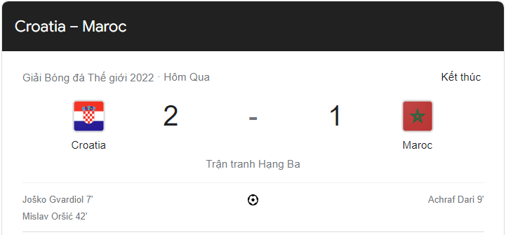 Link xem trực tiếp Croatia vs Morocco (22h00 ngày 17/12) tranh hạng ba World Cup 2022 - trực tiếp VTV2