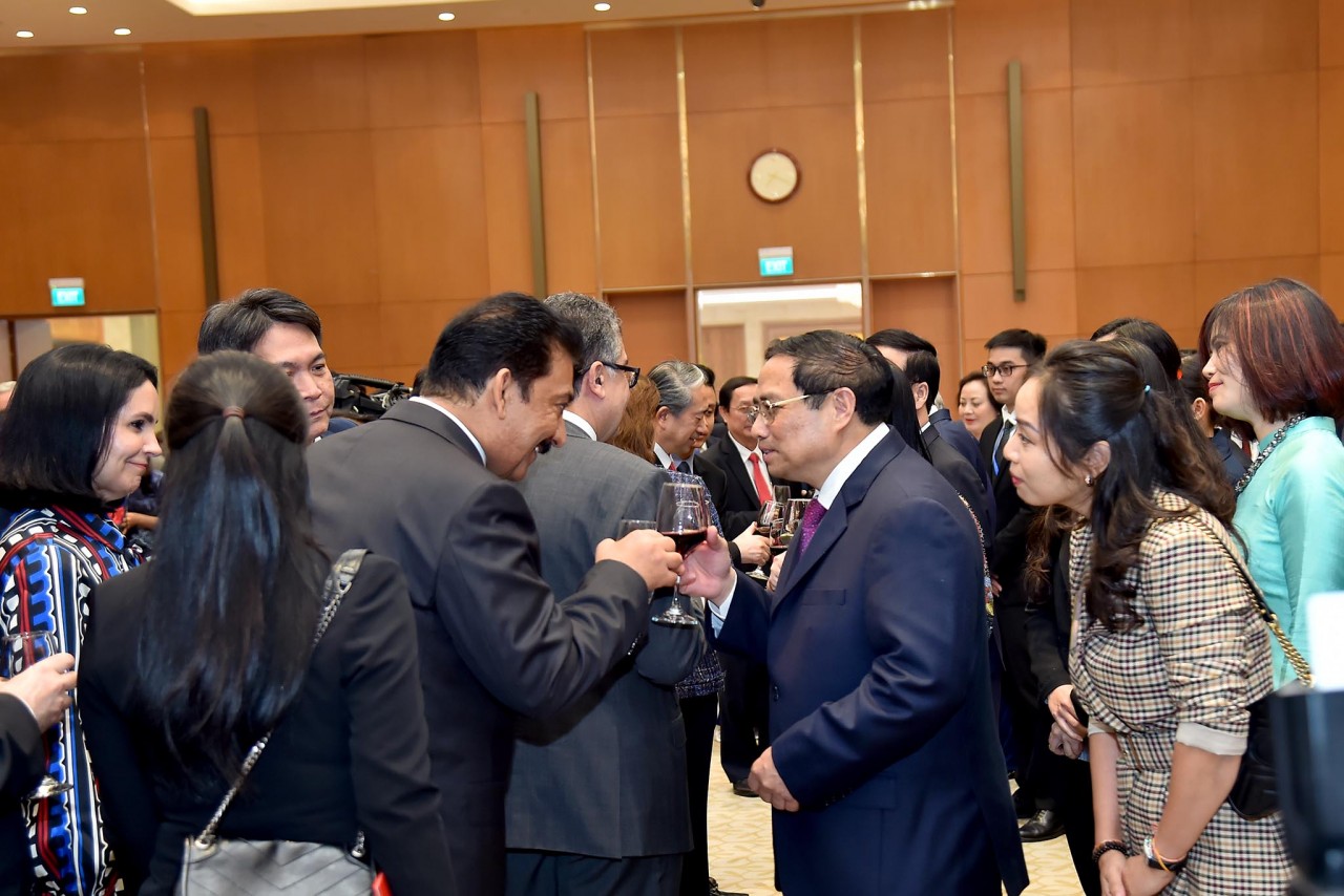 Thủ tướng Phạm Minh Chính và Phu nhân chiêu đãi Đoàn Ngoại giao nhân dịp Tết cổ truyền Quý Mão 2023