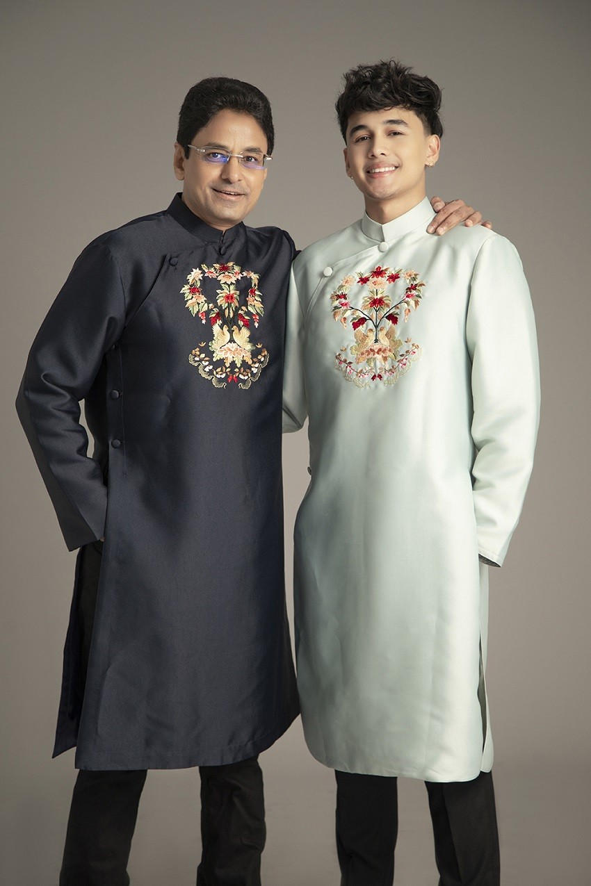 Gia đình Hoa hậu Diệu Hoa chọn áo dài Ngọc Hân trong bộ ảnh kỷ niệm năm 2023