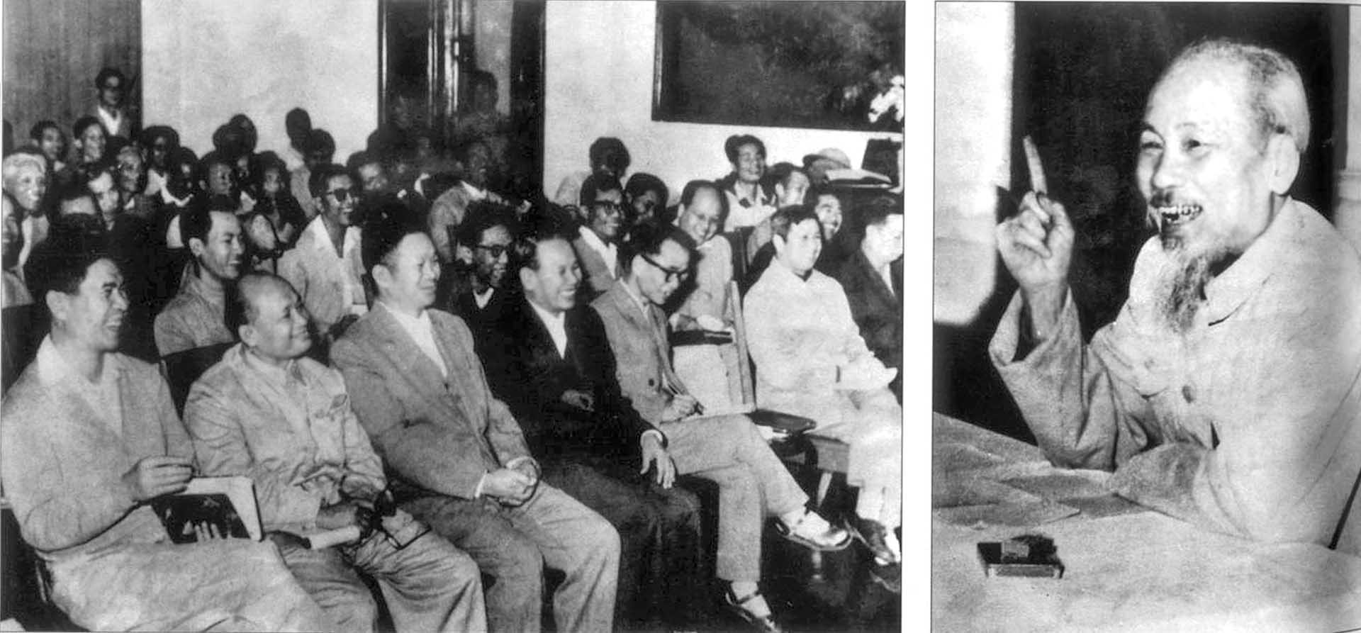 Bác Hồ đến thăm và nói chuyện với cán bộ, nhân viên Bộ Ngoại giao tại Hội nghị cán bộ ngoại giao, ngày 16/03/1966.