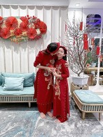 Thời trang áo dài đôi của mỹ nhân Việt và con gái những ngày đón Tết