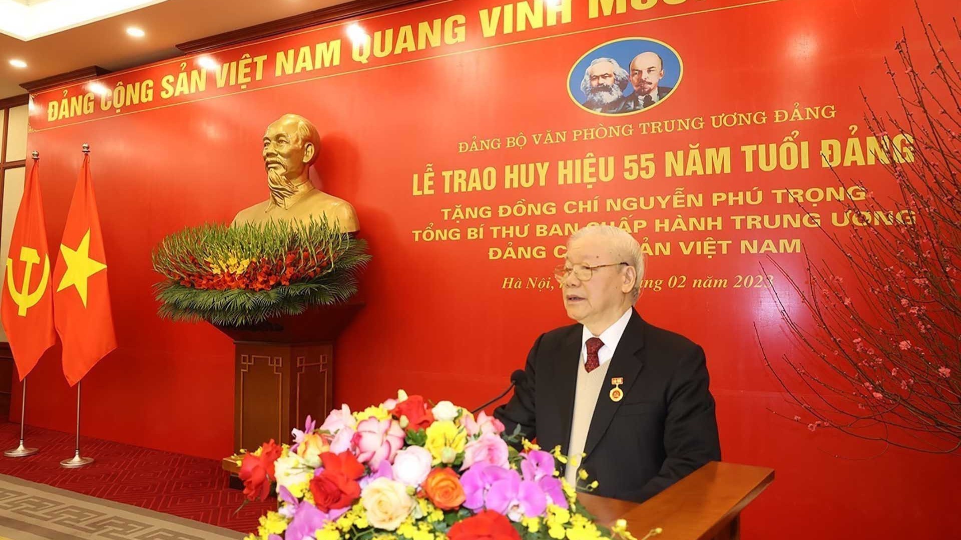 phat bieu cua tong bi thu nguyen phu trong tai le nhan huy hieu 55 nam tuoi dang