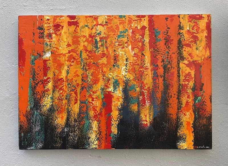 Tranh trừu tượng của họa sĩ Nguyễn Sỹ Khanh được các nhà sưu tập đánh giá cao. (Ảnh: NVCC)