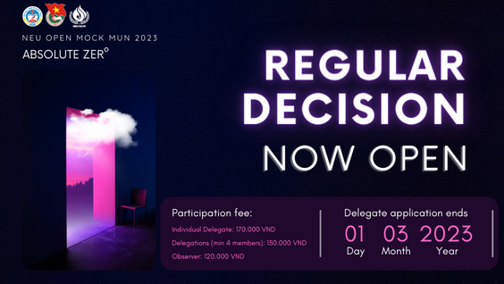 NEU OPEN MOCK MUN 2023 MỞ ĐƠN TUYỂN ĐẠI BIỂU ĐỢT THƯỜNG