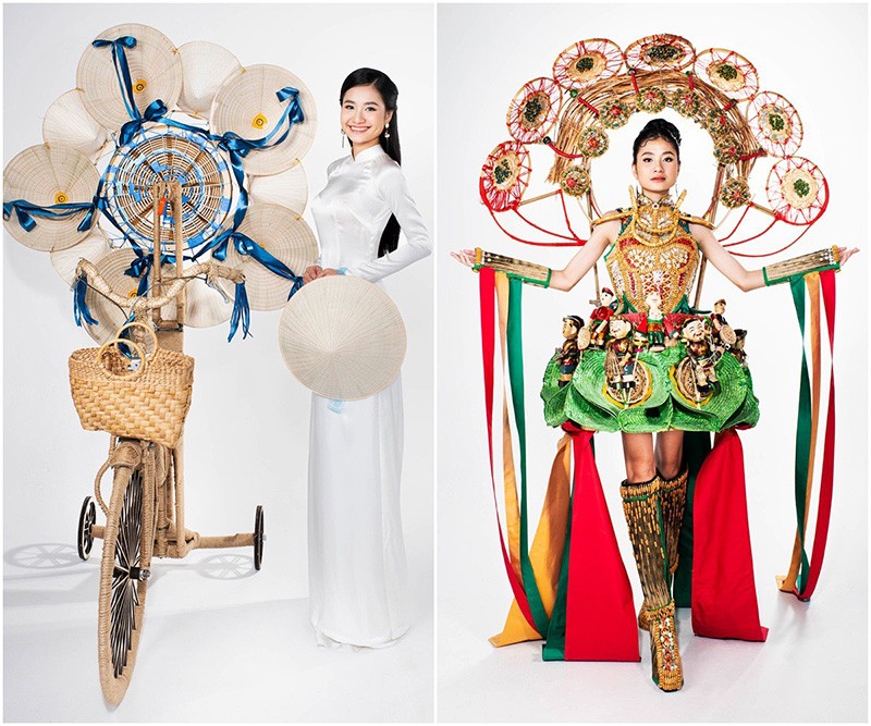 Hoa hậu Nguyễn Thanh Hà trong Trang phục Dân tộc và Trang phục Môi trường.