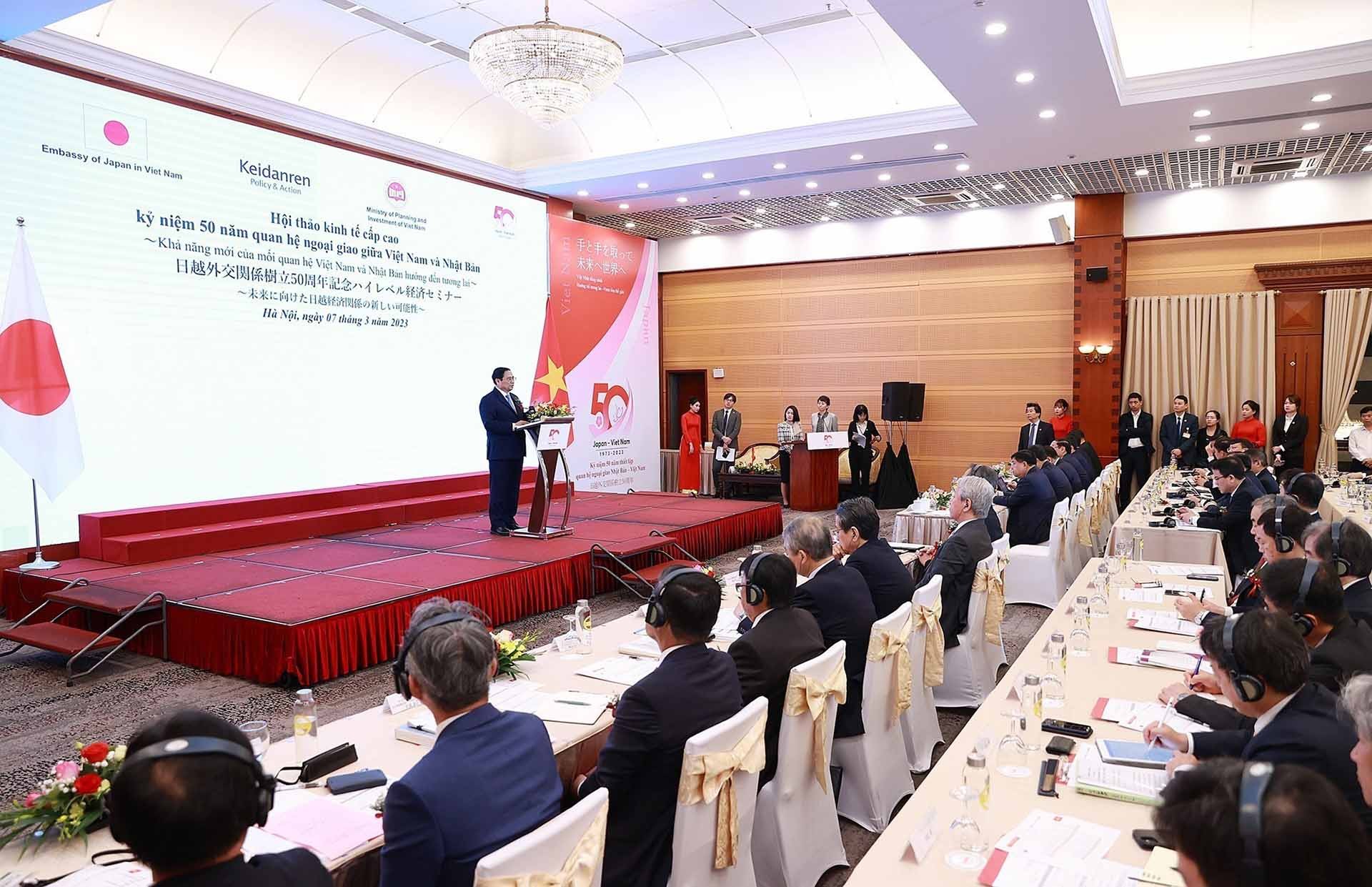 Toàn cảnh Hội thảo kinh tế cấp cao Việt Nam-Nhật Bản. (Nguồn: TTXVN) Toàn cảnh Hội thảo kinh tế cấp cao Việt Nam-Nhật Bản. (Nguồn: TTXVN)