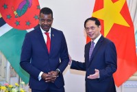 Bộ trưởng Ngoại giao Bùi Thanh Sơn đón, tiếp Bộ trưởng Ngoại giao Cộng đồng Thịnh vượng Dominica Vince Henderson