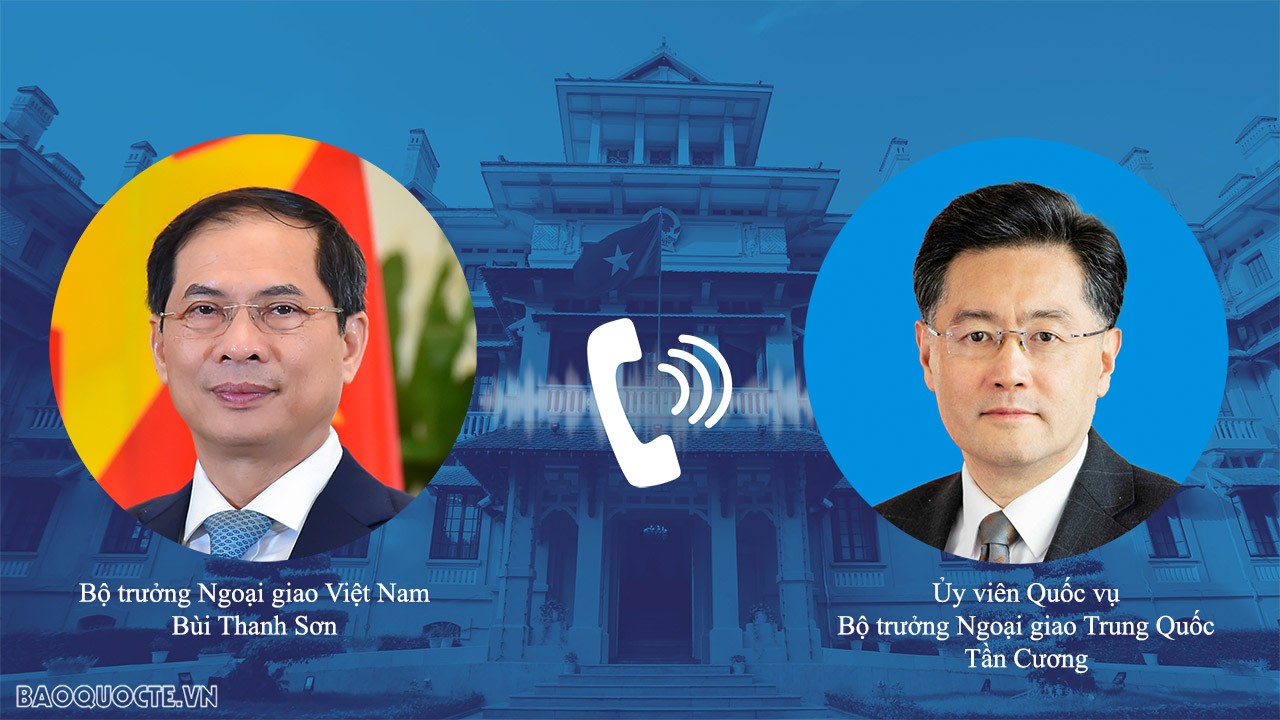 Ngày 28/3/2023 Bộ trưởng Ngoại giao Bùi Thanh Sơn điện đàm với Ủy viên Quốc vụ, Bộ trưởng Ngoại giao Trung Quốc Tần Cương. (Ảnh: Tuấn Anh) Bộ trưởng Ngoại giao Bùi Thanh Sơn điện đàm với Ủy viên Quốc vụ, Bộ trưởng Ngoại giao Trung Quốc Tần Cương