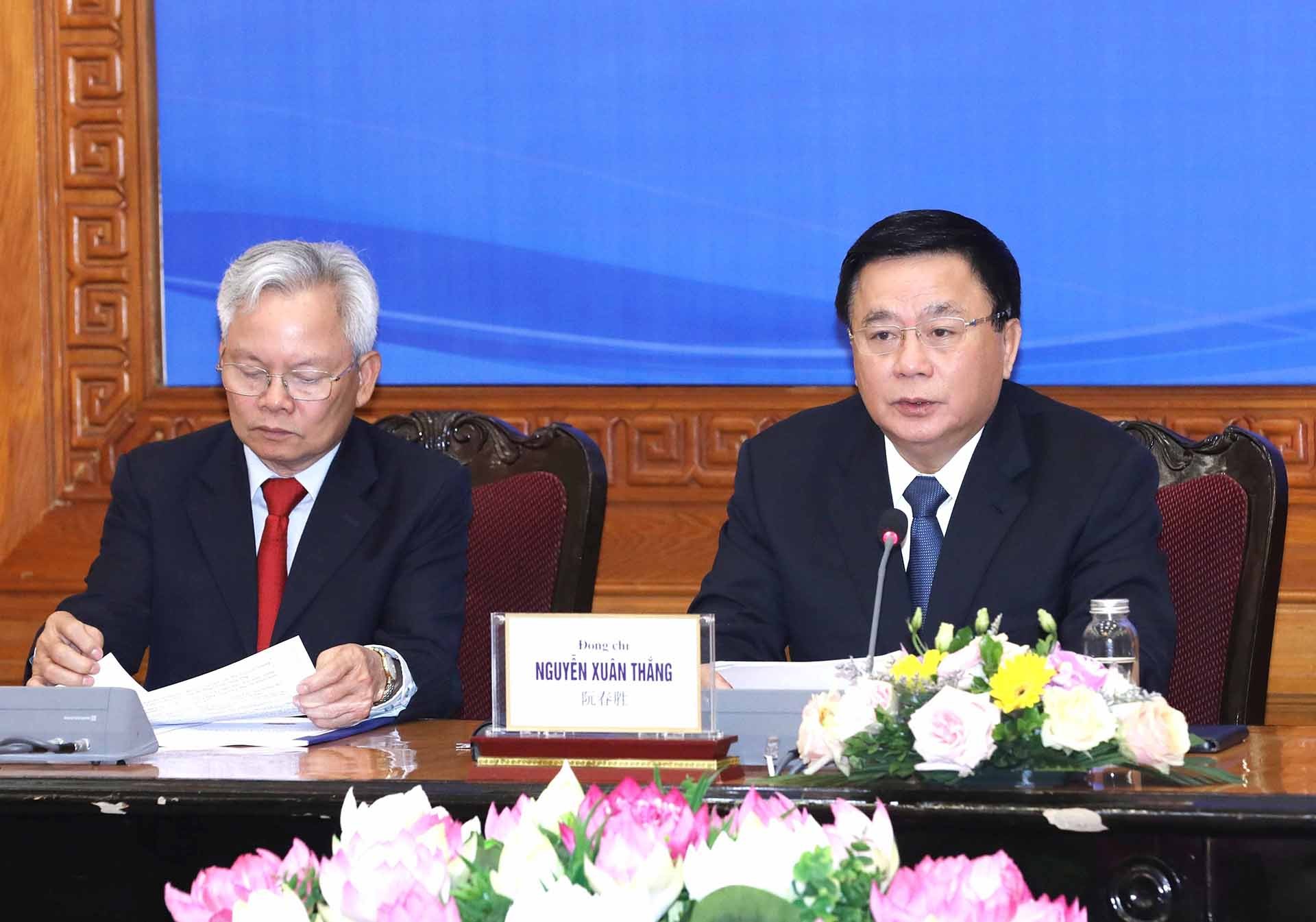 Đồng chí Nguyễn Xuân Thắng phát biểu tại hội thảo. (Nguồn: TTXVN)