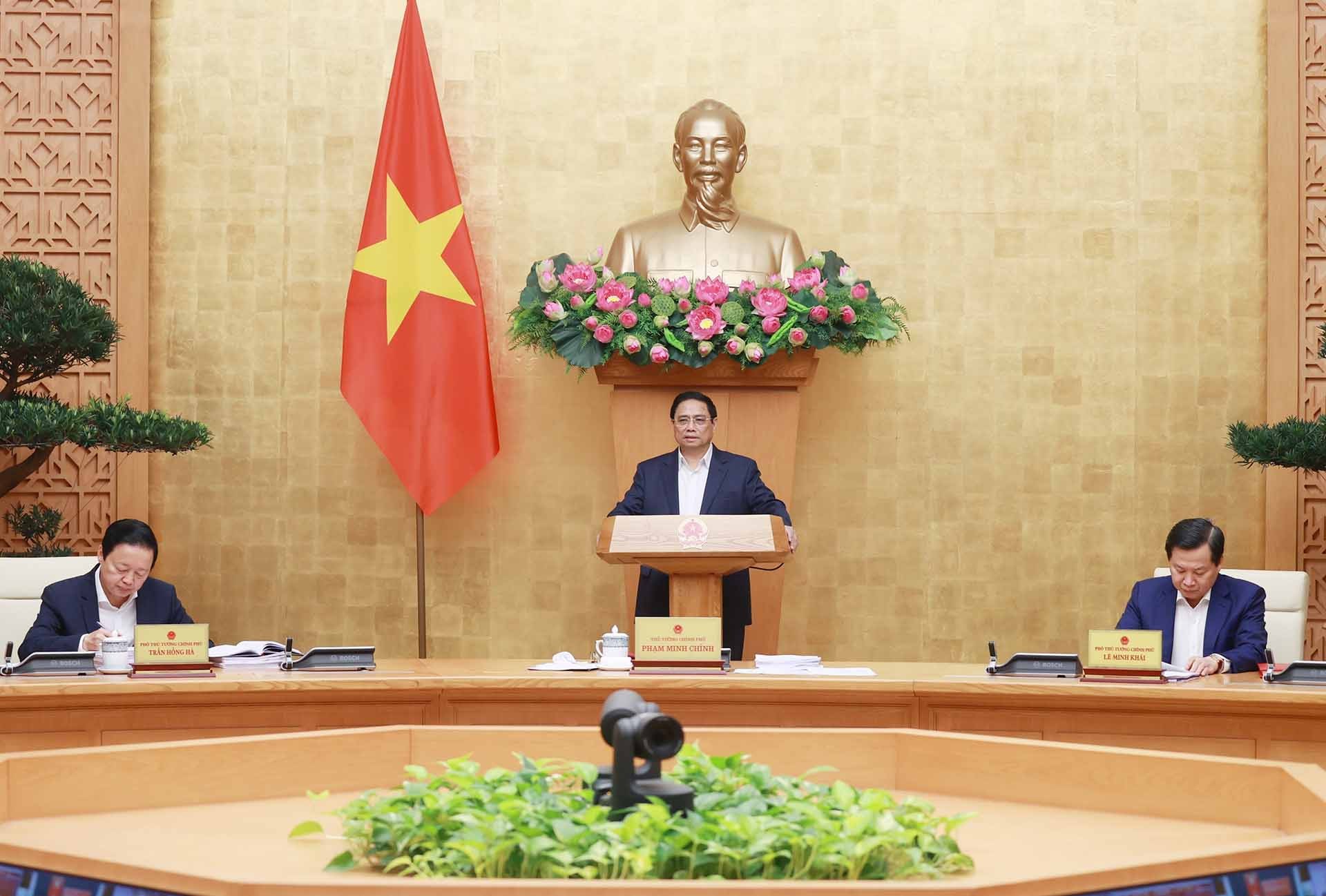 Thủ tướng Phạm Minh Chính chủ trì hội nghị. (Nguồn: TTXVN)