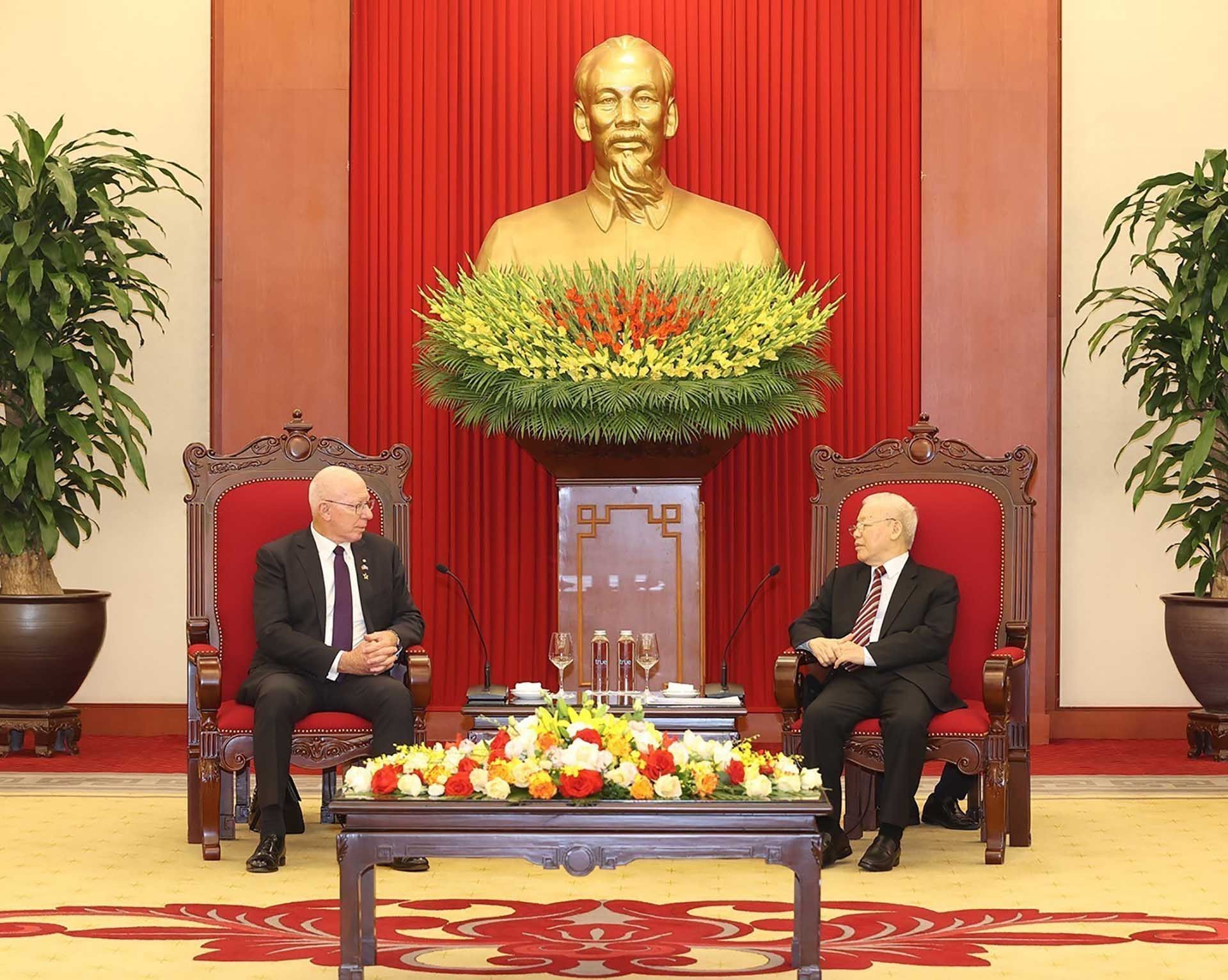 Tổng Bí thư Nguyễn Phú Trọng tiếp Toàn quyền Australia David Hurley. (Nguồn: TTXVN)