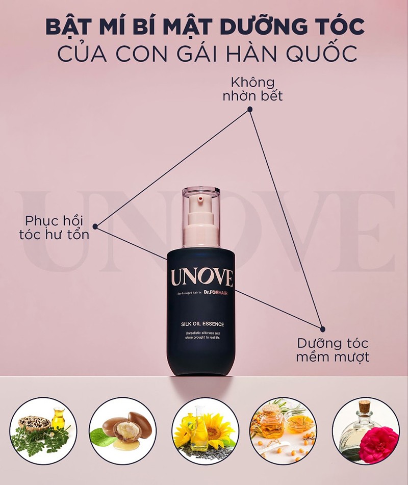Tinh chất dưỡng tóc UNOVE Silk Oil Essence chiết xuất từ 5 loại dầu vàng chăm sóc mái tóc khô xơ trở nên mềm mượt