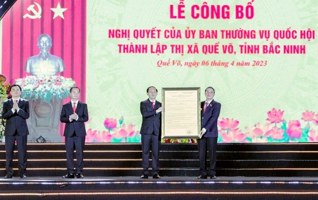 Thành lập thị xã Quế Võ, nỗ lực tạo đột phá về công nghiệp và dịch vụ của tỉnh Bắc Ninh Thành lập thị xã Quế Võ, nỗ lực tạo đột phá về công nghiệp và dịch vụ của tỉnh Bắc Ninh