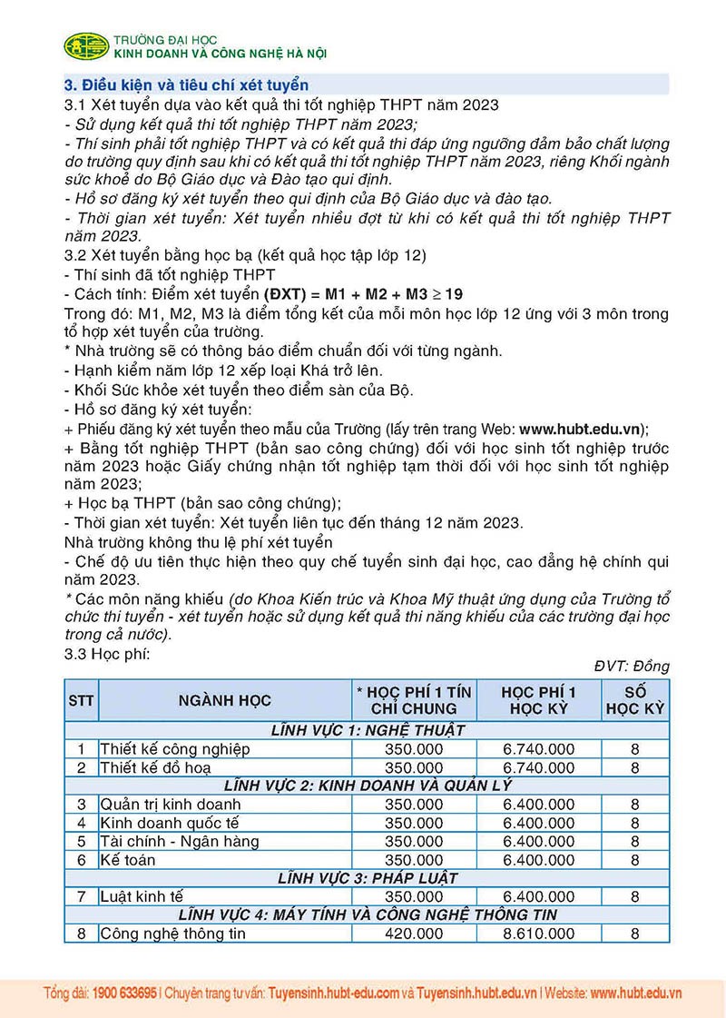Trường Đại học Kinh doanh và Công nghệ Hà Nội: Thông tin tuyển sinh năm 2023