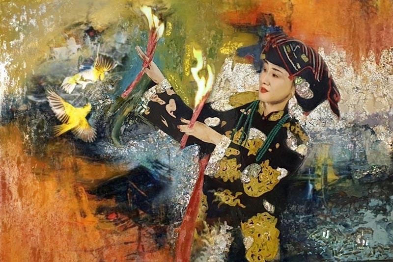 Tác phẩm Hầu văn của họa sĩ Phạm Hà Duy Khánh.