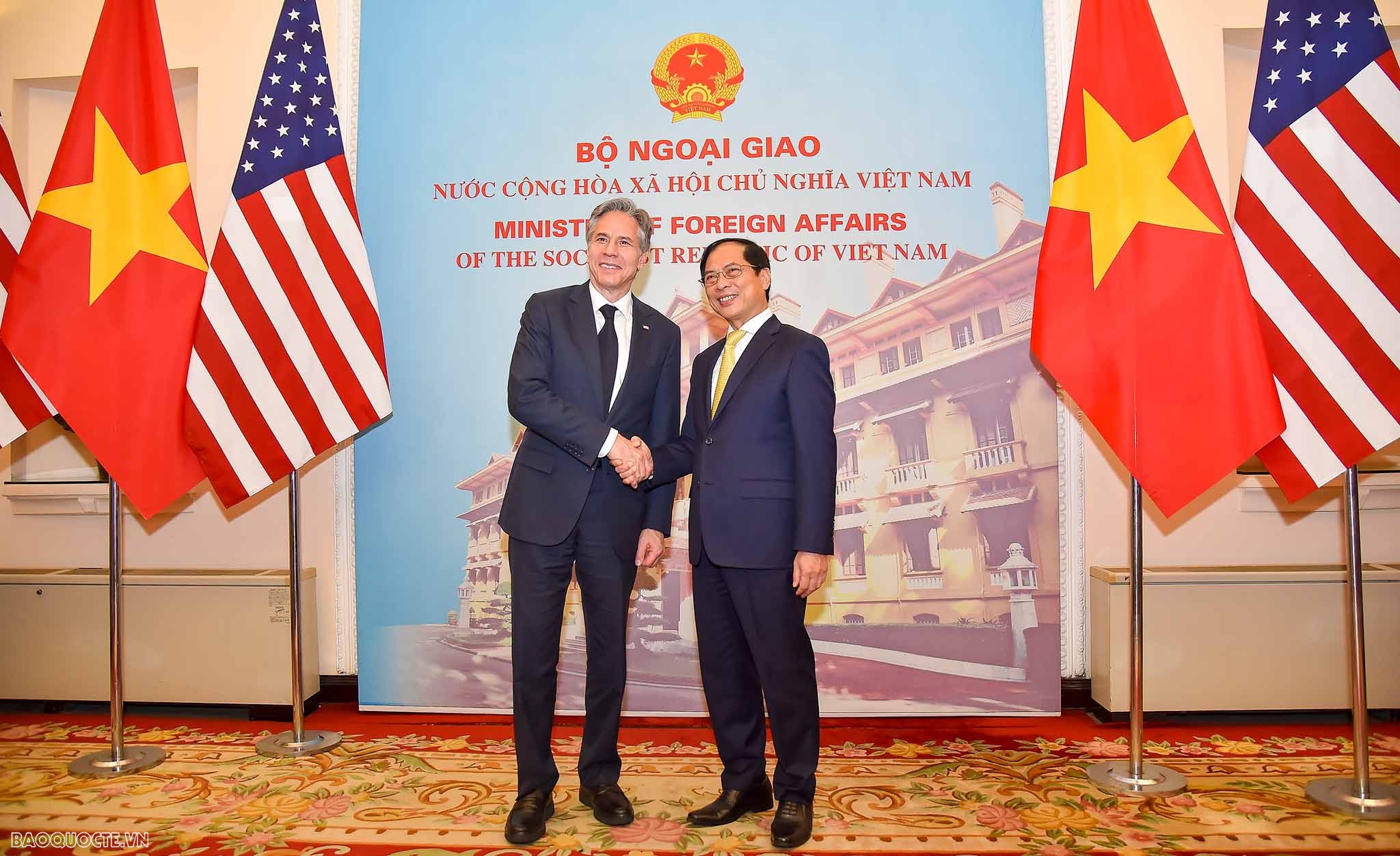 Bộ trưởng Ngoại giao Bùi Thanh Sơn đón và hội đàm với Ngoại trưởng Hoa Kỳ Antony Blinken