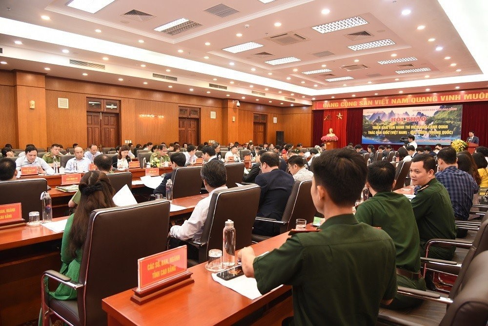 Toàn cảnh Hội thảo 'Triển khai vận hành thí điểm Khu cảnh quan thác Bản Giốc (Việt Nam) - Đức Thiên (Trung Quốc)'. (Ảnh: Mịnh Quân)