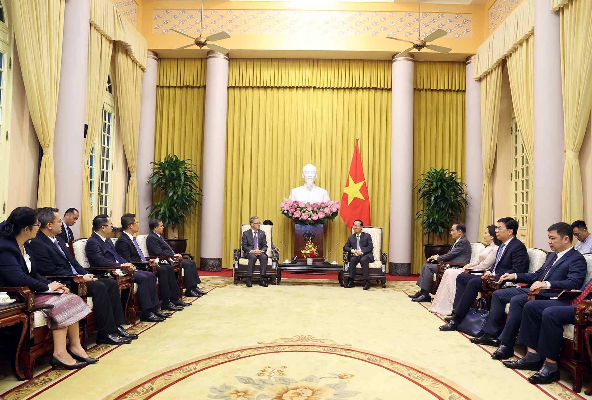 Chủ tịch nước Võ Văn Thưởng tiếp Trưởng ban Đối ngoại Trung ương Đảng Nhân dân Cách mạng Lào