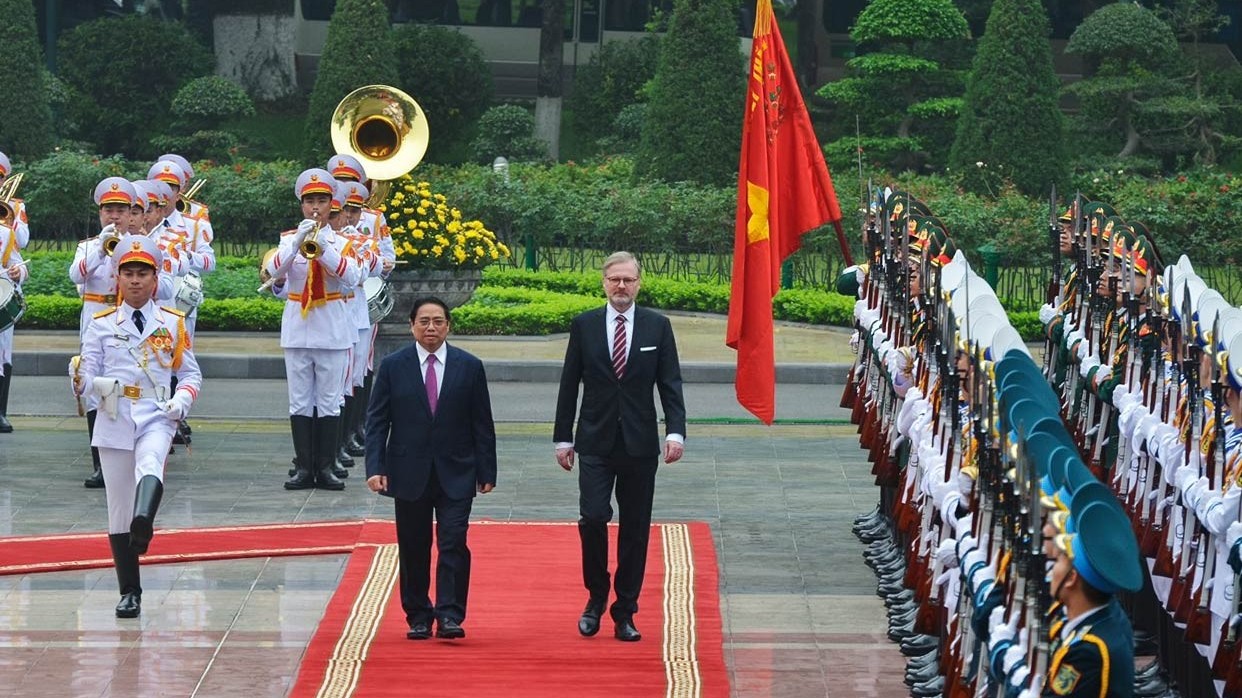 Thủ tướng Phạm Minh Chính chủ trì lễ đón chính thức Thủ tướng Czech Petr Fiala
