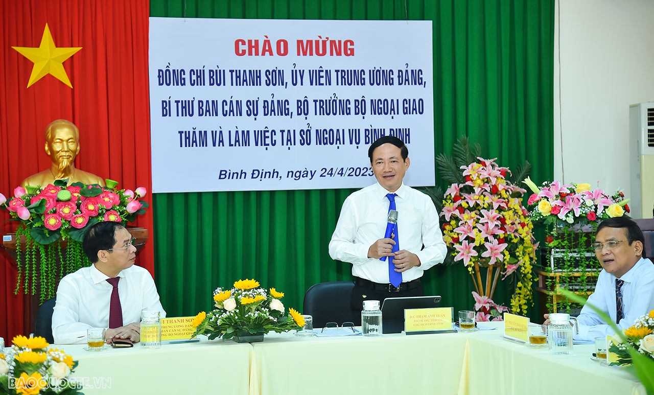 Bộ trưởng Ngoại giao Bùi Thanh Sơn thăm và làm việc tại Sở Ngoại vụ tỉnh Bình Định