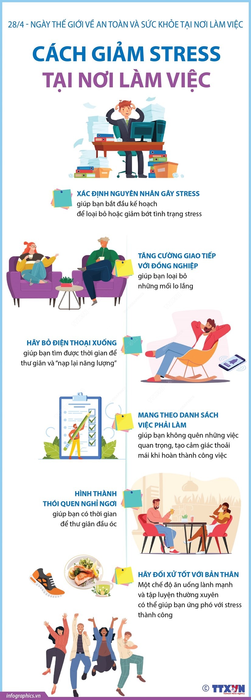 Hướng dẫn cách có thể giảm stress, căng thẳng tại nơi làm việc